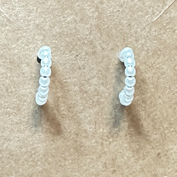 2/$15 Pearl “C” Shape Earrings. Silver tone post back. - Picture 1 of 6
